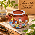 Hand-Painted Clay Teapot with Metal Handle